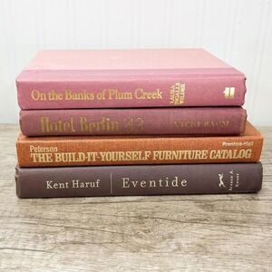 Neutral Decorative Book Stack: Pink & Brown Vintage Decor